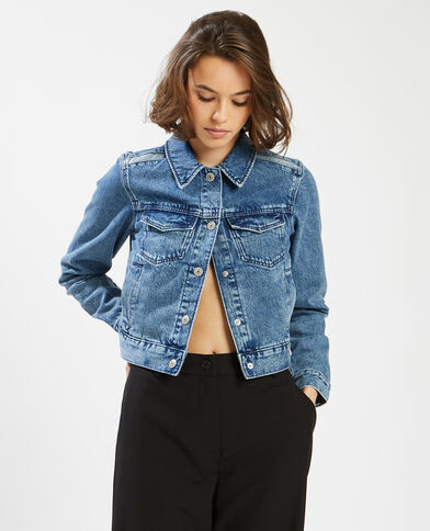 Veste courte en jean bleu - Pimkie