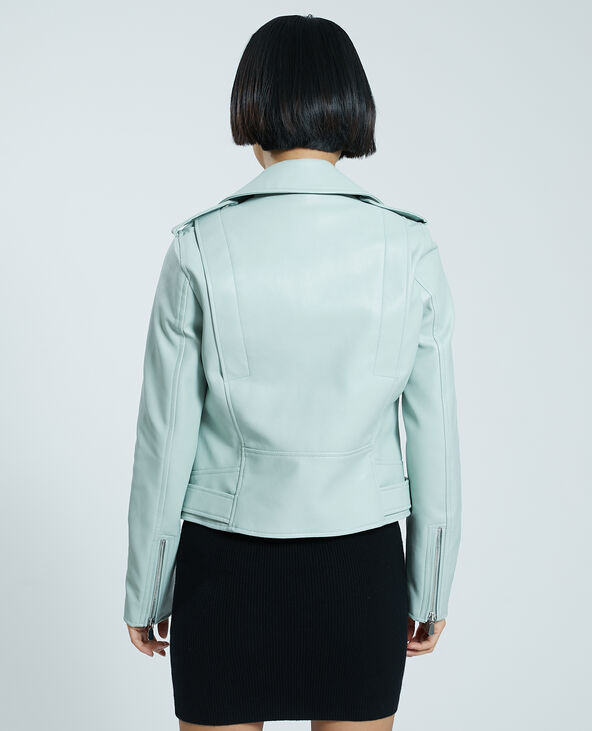 Blouson biker simili cuir vert clair - Pimkie