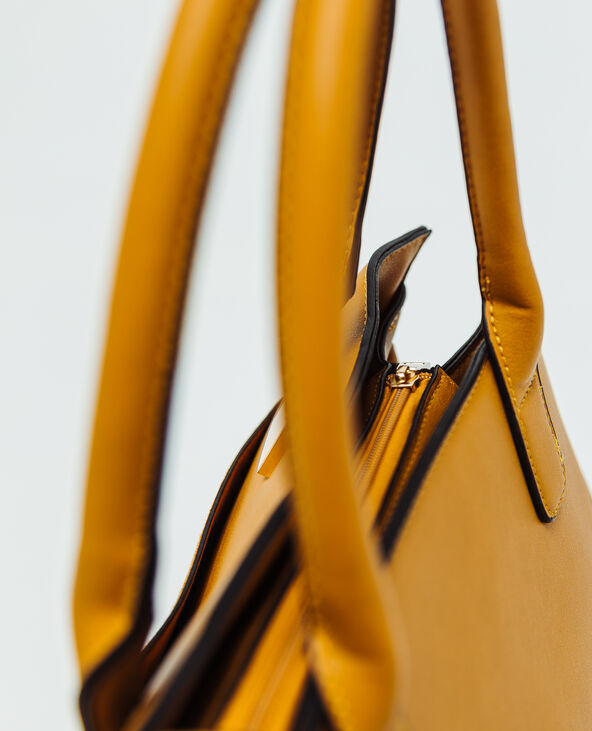 Sac cabas en faux cuir jaune - Pimkie