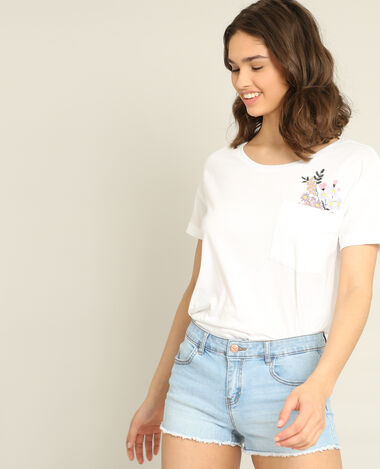 T-shirt brodé blanc - Pimkie