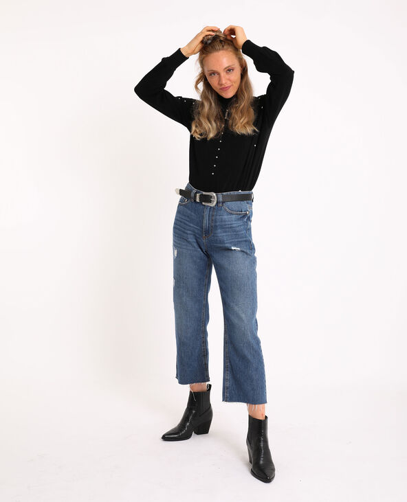 Petit pull à perles noir - Pimkie