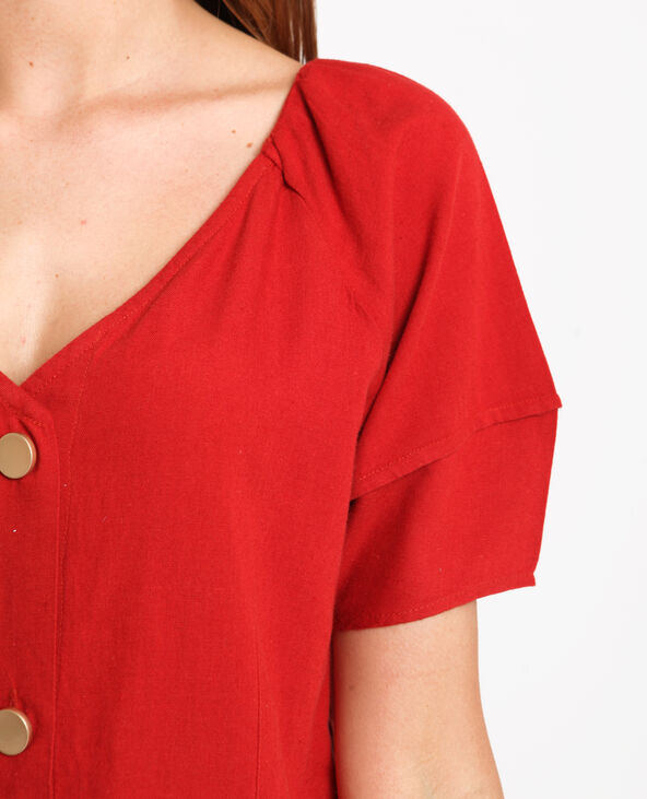 Robe boutonnée rouge - Pimkie