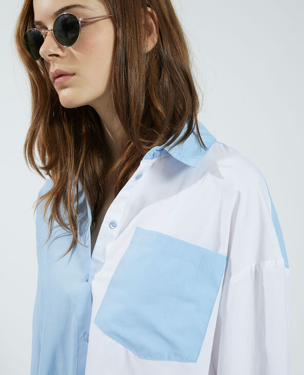 Chemise cropped bicolore bleu - Pimkie