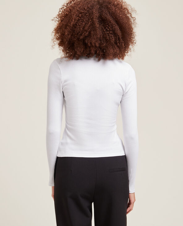 Top maille côtelée encolure carrée blanc - Pimkie