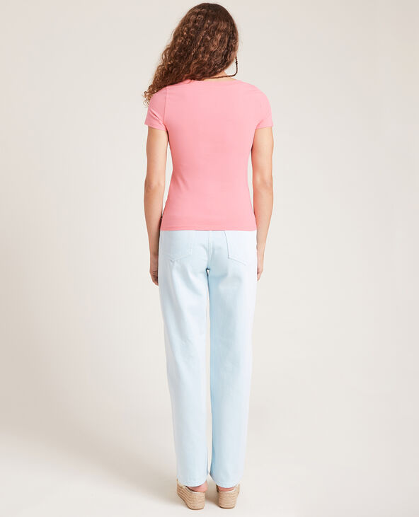 T-shirt basique col V rose - Pimkie