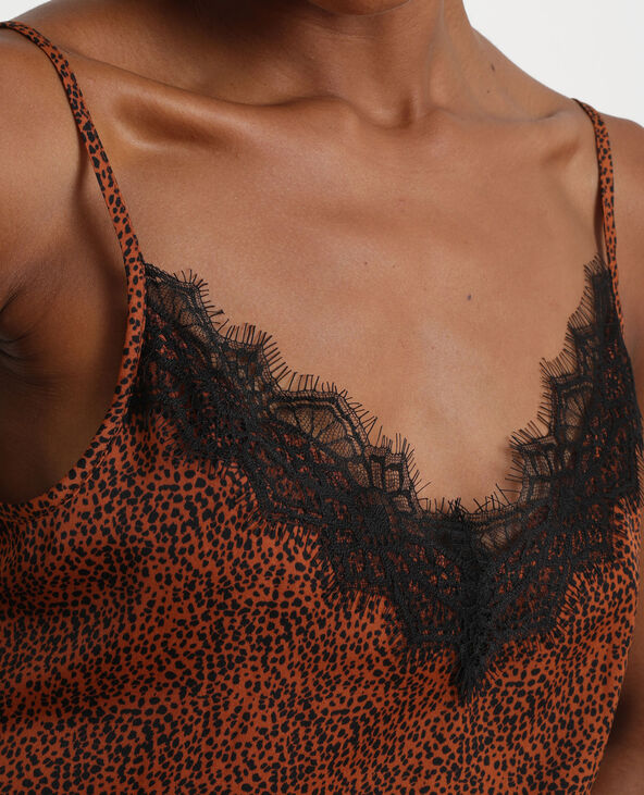 Top à dentelle marron - Pimkie