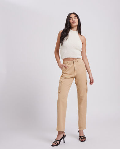 Pantalon droit cargo taille haute blanc - Pimkie