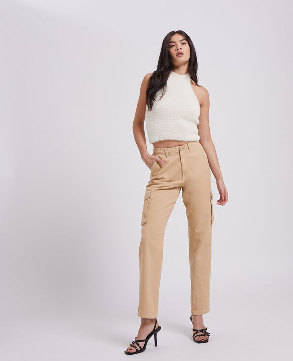 Pantalon droit cargo taille haute blanc - Pimkie