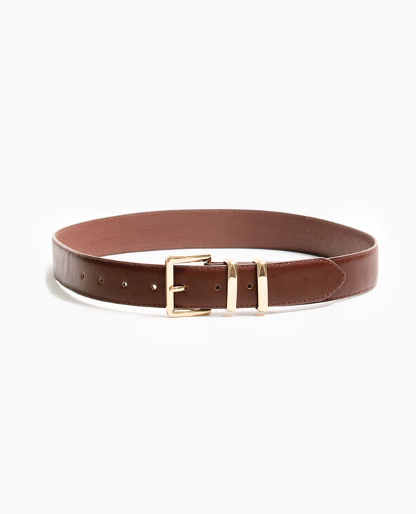 Ceinture en simili cuir avec boucle dorée marron - Pimkie