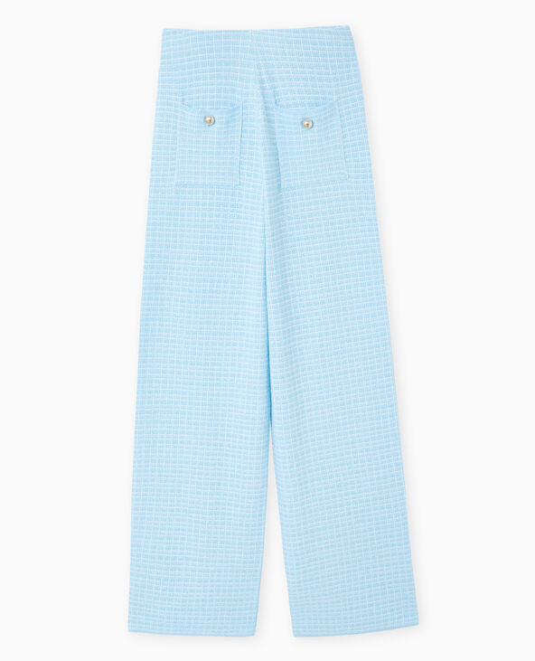 Pantalon en maille à carreaux bleu - Pimkie