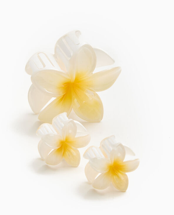 Lot de 3 pinces crocodile "fleur de tiaré" jaune - Pimkie