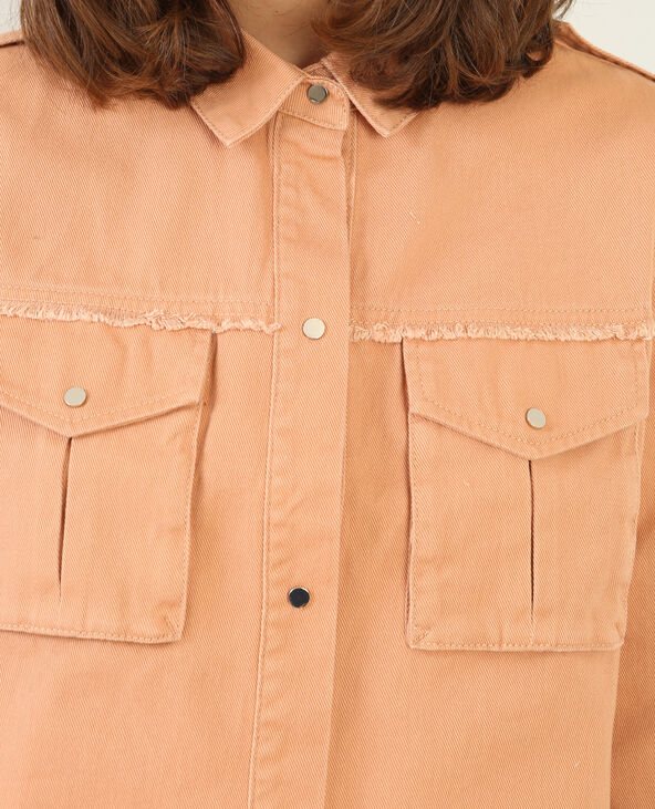 Veste denim couleur vieux rose - Pimkie