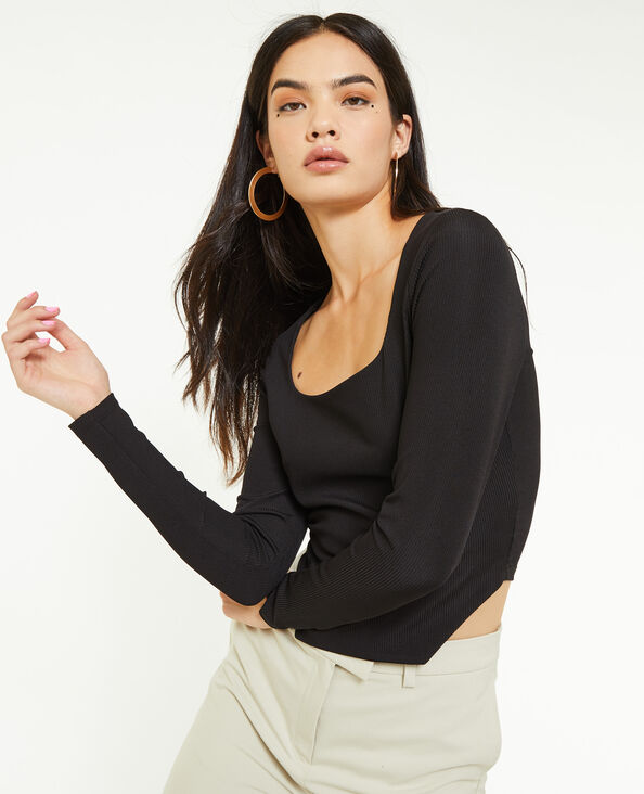 Top encolure carrée effet corset noir - Pimkie