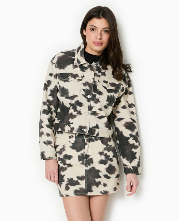 Veste en toile motif vache blanc - Pimkie