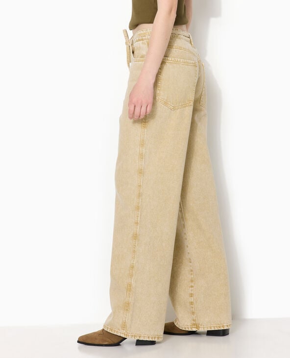 Jean baggy taille basse avec ceinture à nouer rose clair - Pimkie