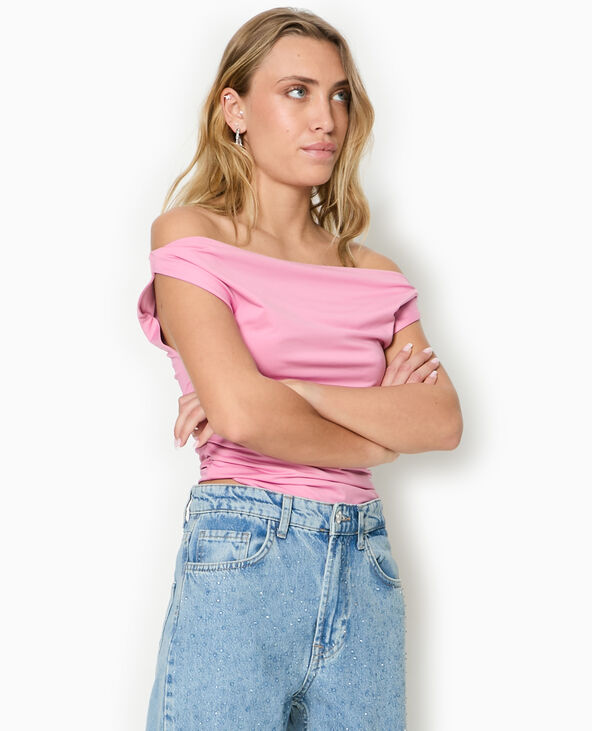 Top bénitier avec fronces côtés rose - Pimkie