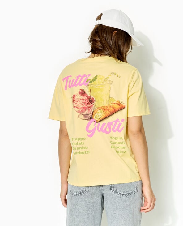 T-shirt oversize avec print poitrine et dos jaune - Pimkie