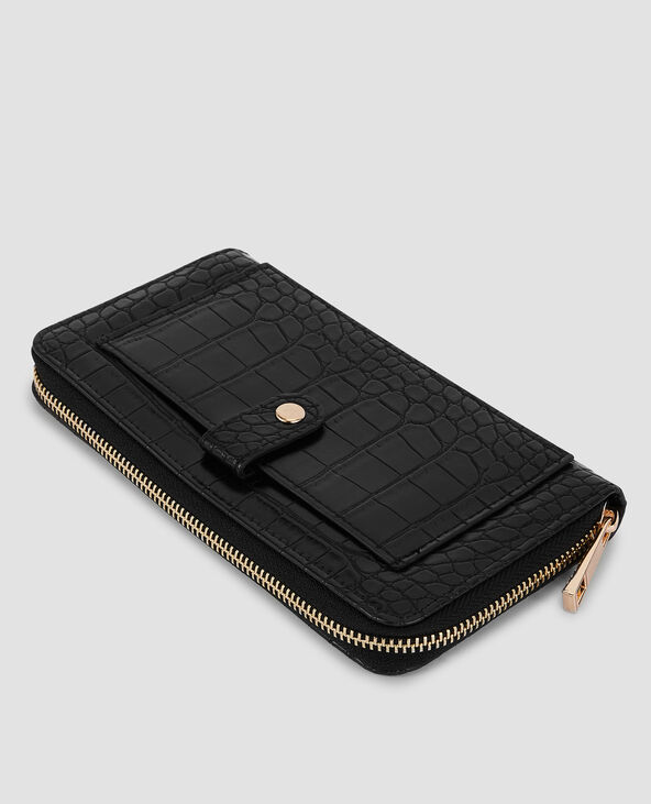 Porte-feuille effet croco noir - Pimkie