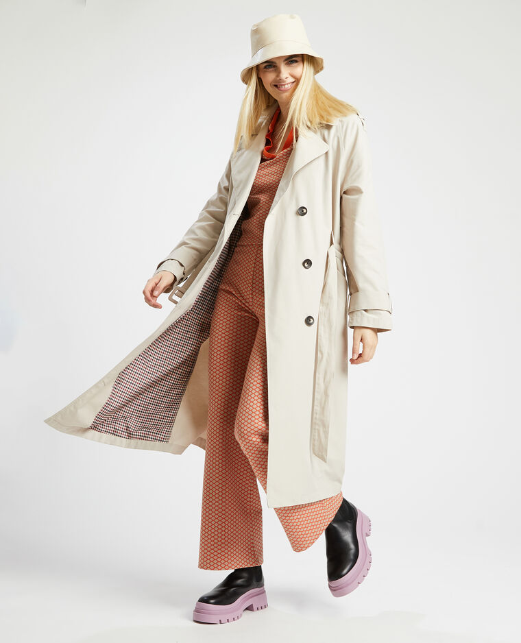 Trench long avec ceinture gris argenté - Pimkie