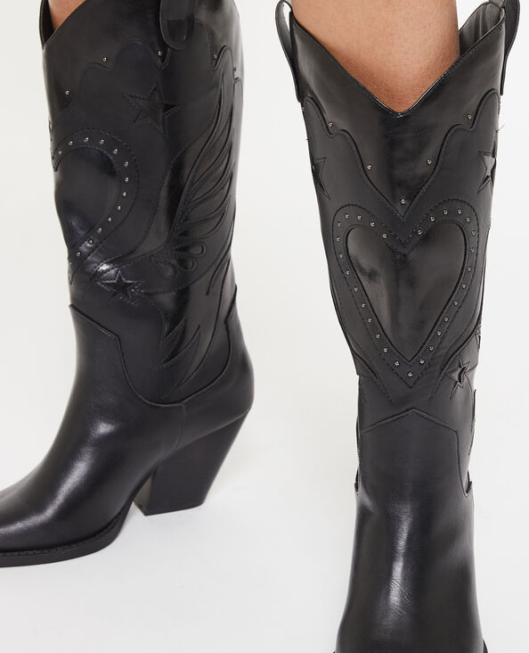 Bottes santiags avec découpes et clous noir - Pimkie