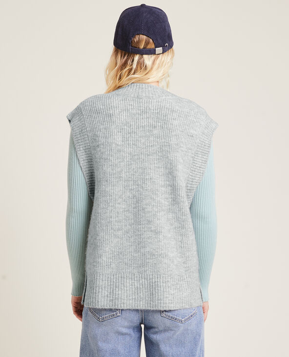 Pull sans manches oversize gris chiné - Pimkie