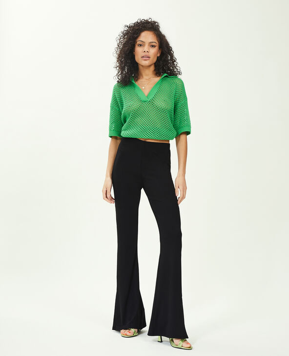 Pantalon flare en maille côtelée noir - Pimkie
