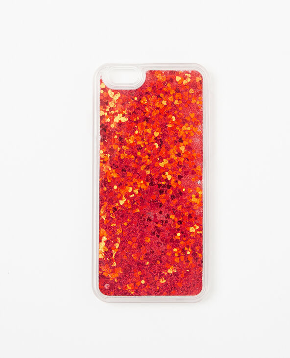 Coque paillettes coeur compatible Iphone 6/6S rouge - Pimkie
