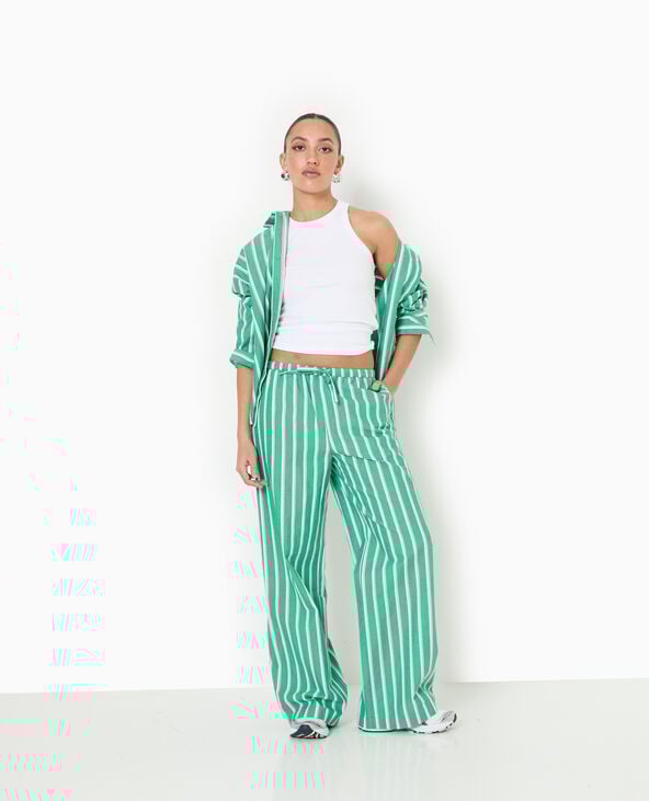 Pantalon rayé esprit pyjama d'homme vert - Pimkie