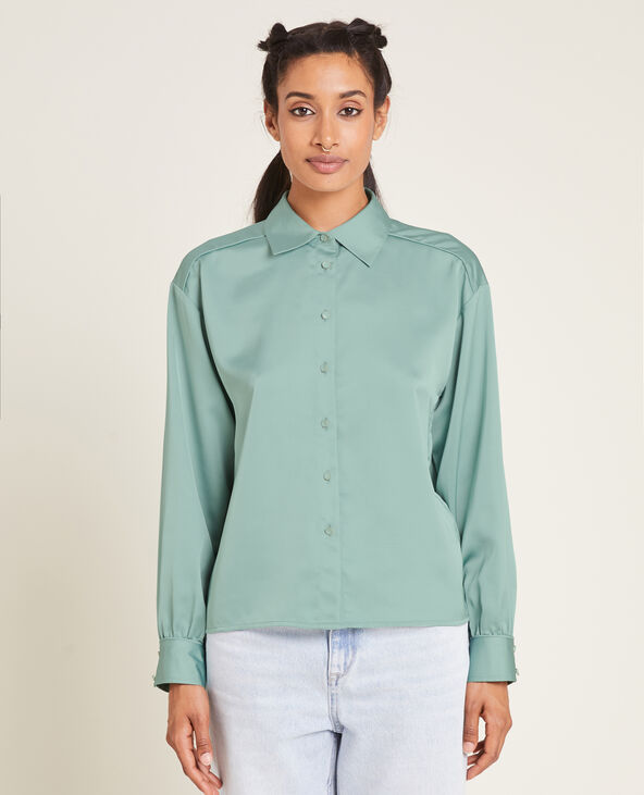 Chemise en tissu satiné vert - Pimkie