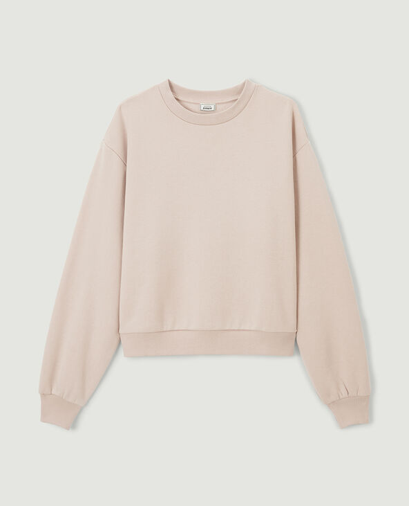 Sweat court col rond beige - Pimkie