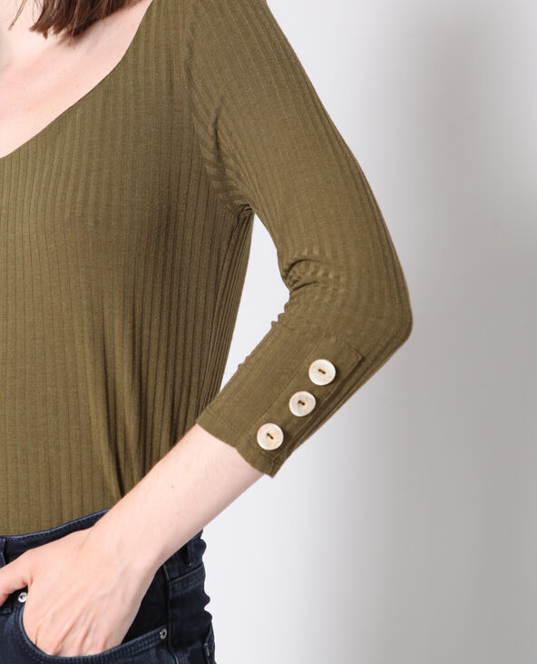 T-shirt à maille cotelée taupe - Pimkie