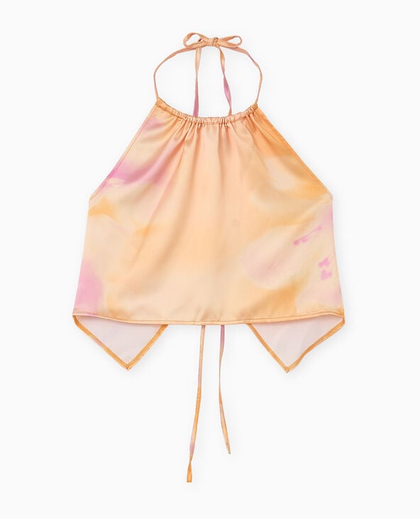 Top foulard dos-nu en satin rose clair - Pimkie