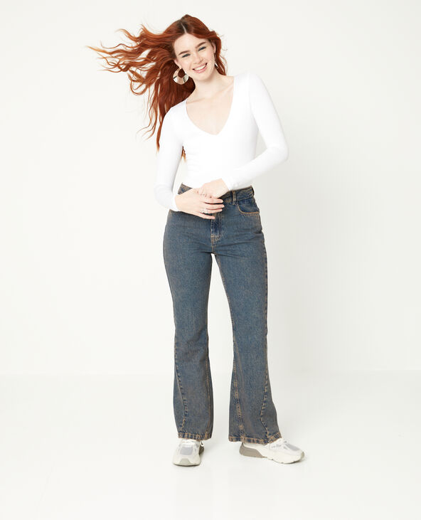 Jean flare effet dirty jaune ocre - Pimkie