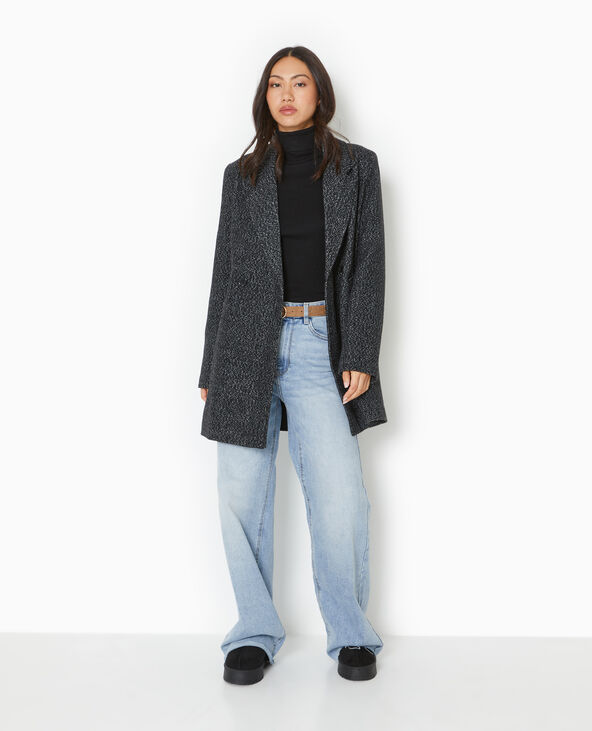 Manteau mi-long avec laine gris foncé - Pimkie