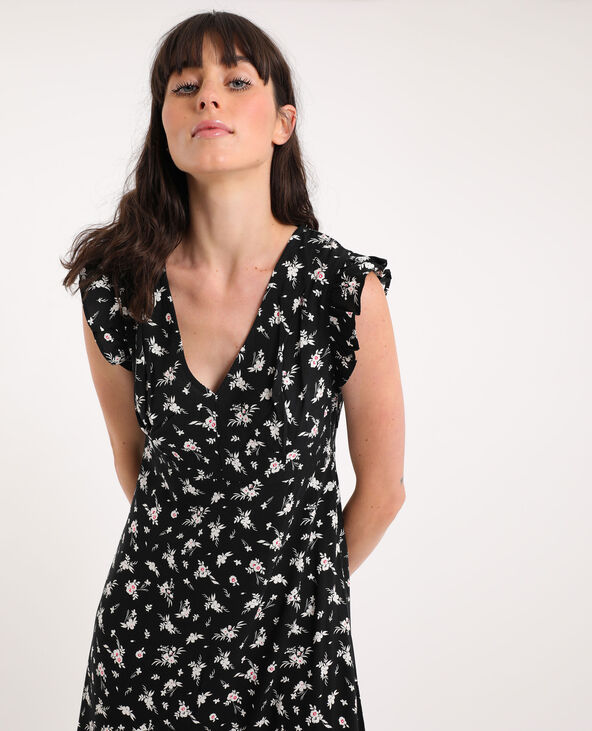 Robe longue à fleurs noir - Pimkie