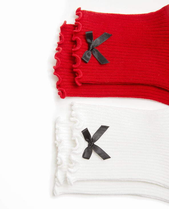 Lot de 2 paires de chaussettes avec nœuds rouge - Pimkie