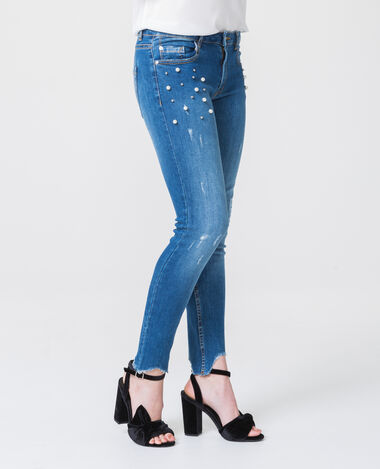 Jean skinny à perles bleu foncé - Pimkie
