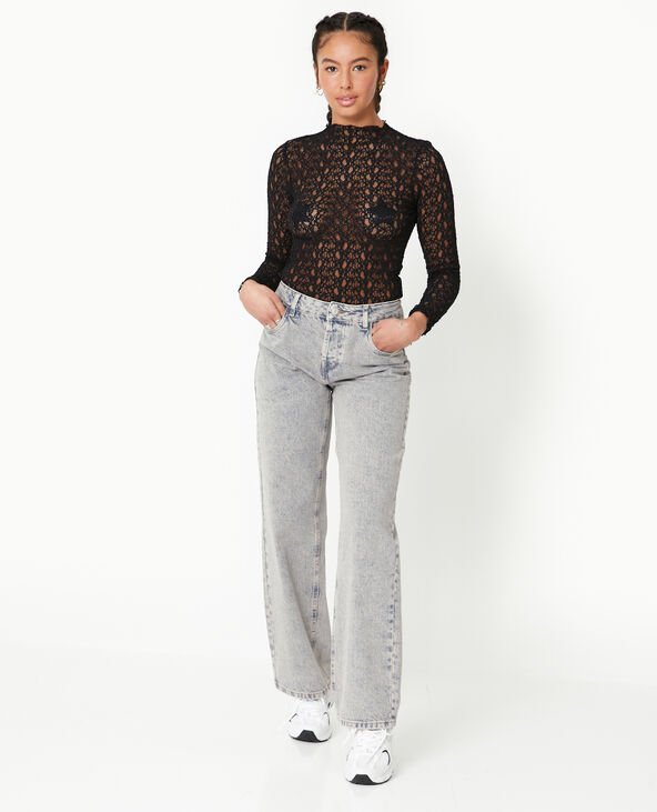 Jean wide taille basse effet délavé rose clair - Pimkie