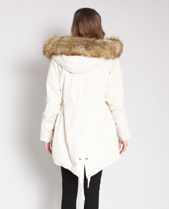 Parka longue avec fausse fourrure écru - Pimkie