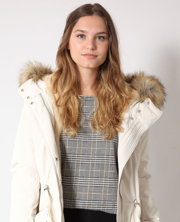 Parka longue avec fausse fourrure écru - Pimkie