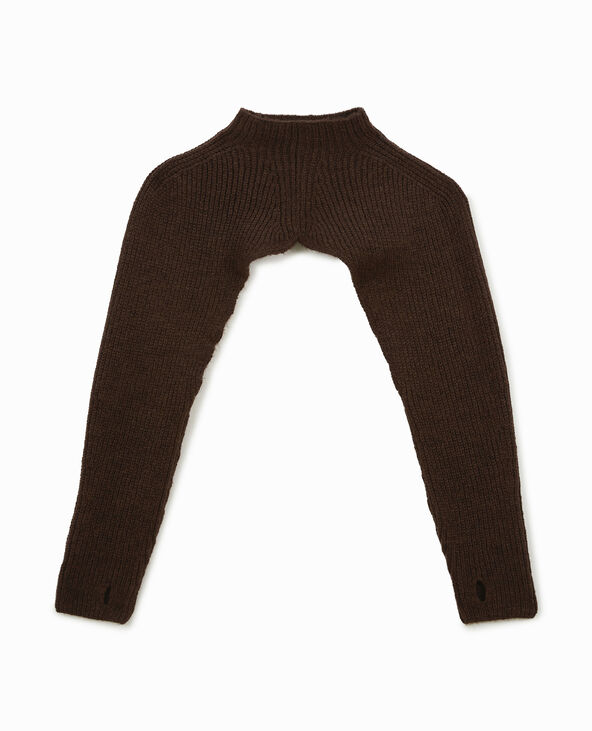 Pull chauffe-épaules en grosse maille marron - Pimkie