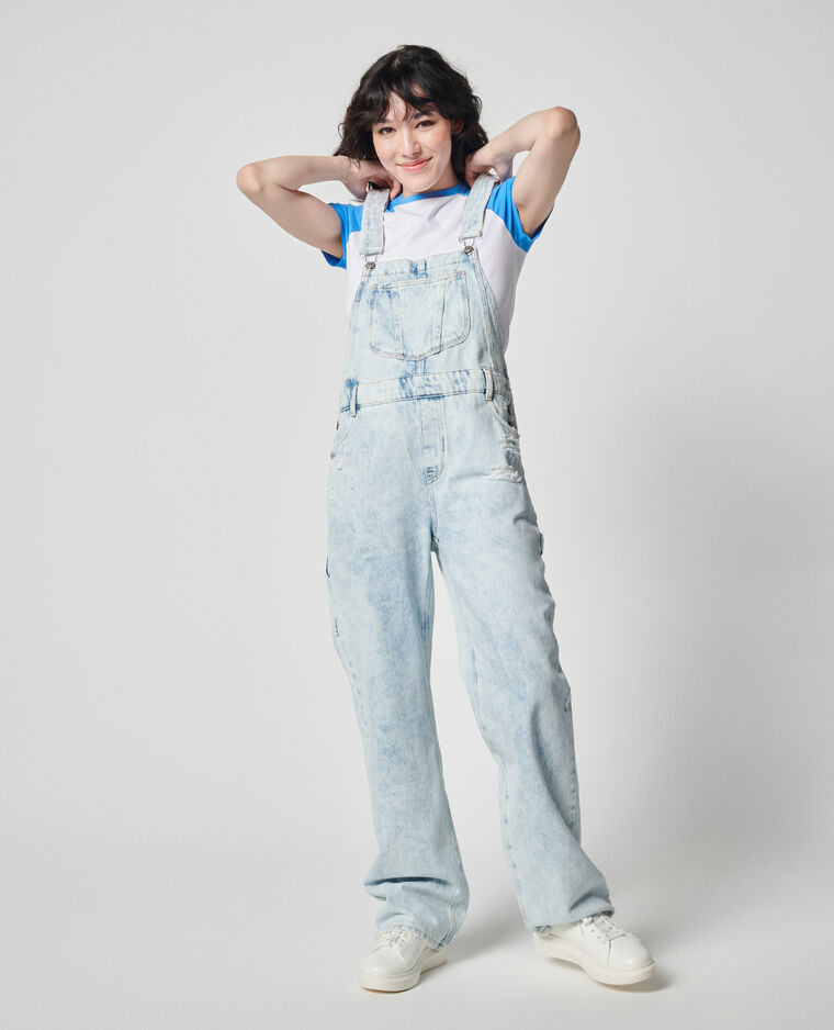 Salopette large et trashée bleu clair - Pimkie