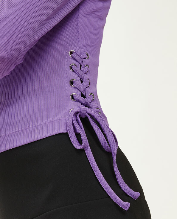 Top maille côtelée avec lacets violet - Pimkie