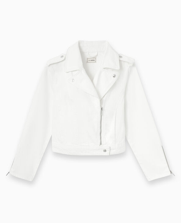 Blouson biker en jean blanc - Pimkie