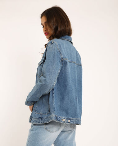 Veste en jean en matière recyclée bleu foncé - Pimkie