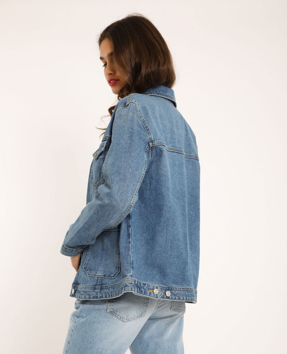 Veste en jean en matière recyclée bleu foncé - Pimkie