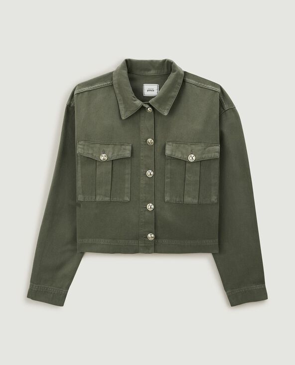 Veste courte avec boutons métalliques vert kaki - Pimkie