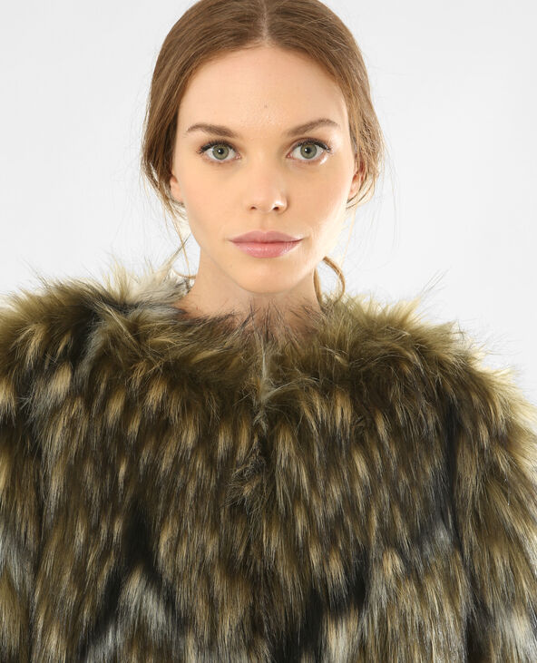 Manteau court en fausse fourrure beige - Pimkie