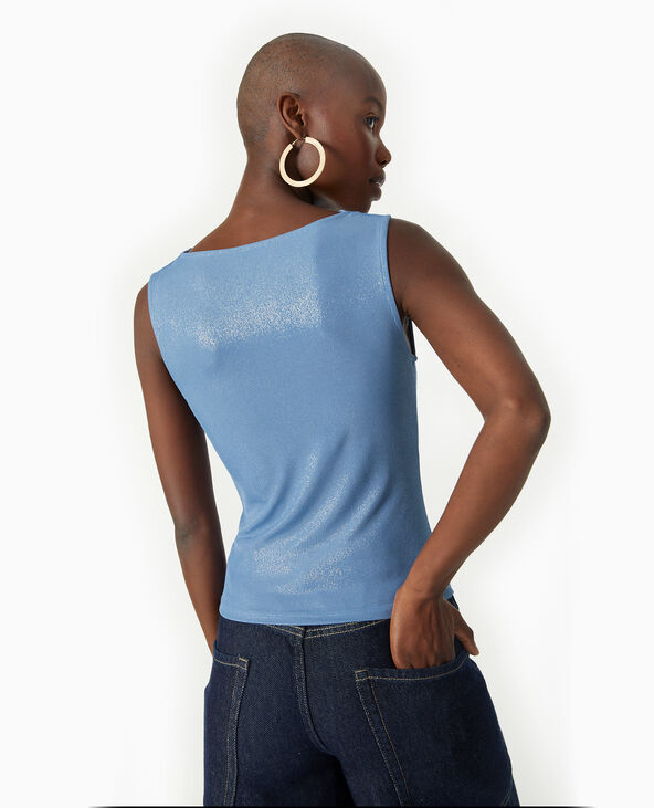 Top col bénitier avec lurex bleu - Pimkie