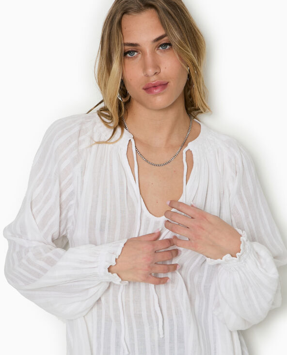 Blouse ample avec nouette et manches ballons blanc - Pimkie